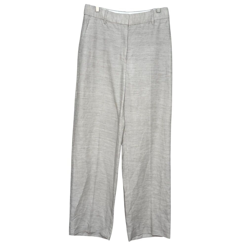 ARITZIA Wilfred The Effortless Pant Linen Size 8 High Rise Wide Leg Natural Ecru